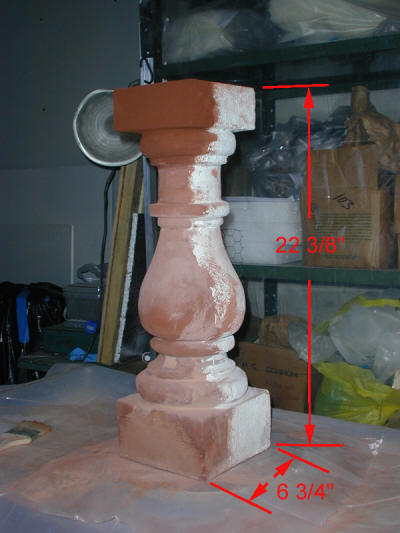 Repaired Sandstone Baluster With Dimensions